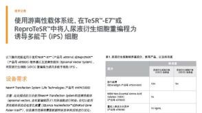 使用游离性载体系统，在TeSR™-E7™ 或ReproTeSR™中将人尿液衍生细胞重编程为诱导多能干（iPS）细胞