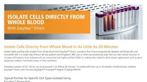 EasySep&trade; Direct 仅需20分钟，从全血中分选细胞